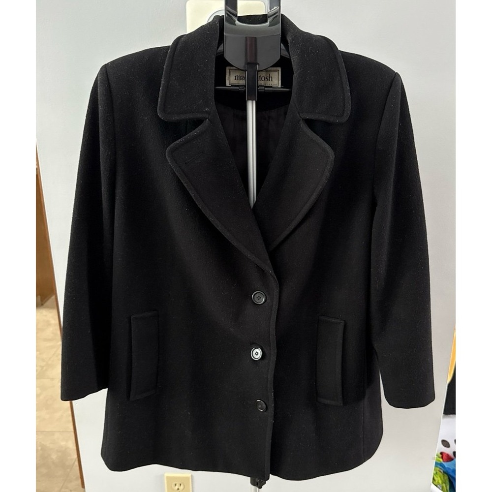 Mackintosh Women's Black Wool Pea Coat Size‎ XL